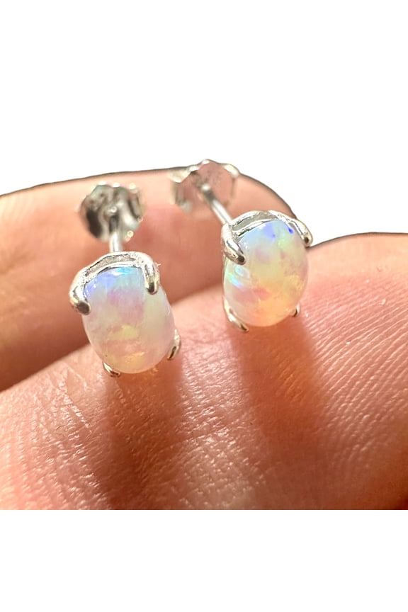 2Ct Simulated Fire Opal Oval Cut Solitaire Gift Stud Earrings 14K White Gold Plated 925 Silver