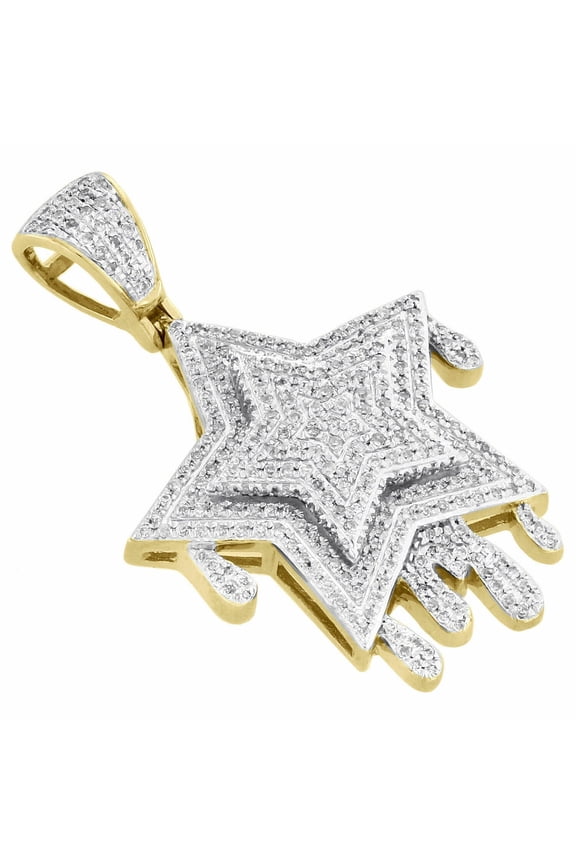 2Ct VVS1 Diamond Star Drip Pave Charm Pendant 14k Gold Plated 925 Silver