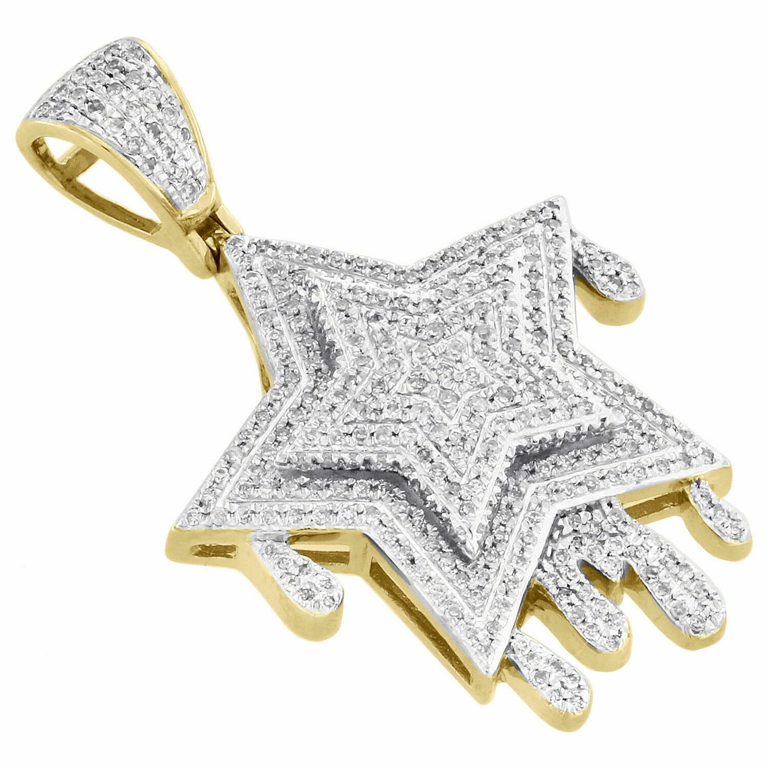 SHREE JEWELS 2Ct VVS1 Diamond Star Drip Pave Charm Pendant 14k Gold Plated 925 Silver