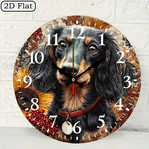 2D 10 inch silent wall clock, perfect for living rooms, bedrooms, and kitchens, Dachhound design - chic home and office decor, perfect for outdoor parties and holiday gifts