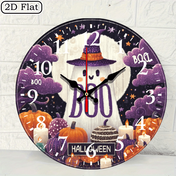 2D 10 inch silent wall clock, perfect for living rooms, bedrooms, and kitchens, unique ghost design - chic home and office decoration, perfect for outdoor parties and holiday gifts
