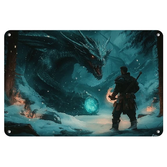 2D 1pc "Fantasy Creatures"-Style Metal Iron Sign - 12x8 Inches | Perfect for Home Bar, Pub, Cafe And Living Room Decor | Easy-To-Install Wall Art | Unique Gift Ideas