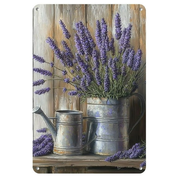 2D 1pc Rustic Lavender Sprig Metal Tin Sign, Vintage Iron Wall Art, 8x12 inches, Water and Dust Resistant, Home Bar Garage Kitchen Decor, Unique Gift for Men and Women