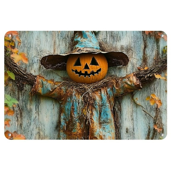2D 1pc, Scarecrow Metal Iron Sign 12x8 Inch - Wall Art Decor, Vintage Garage Wall Decor, Cafe Bar Club Living Room Wall Decor Plaque Gift