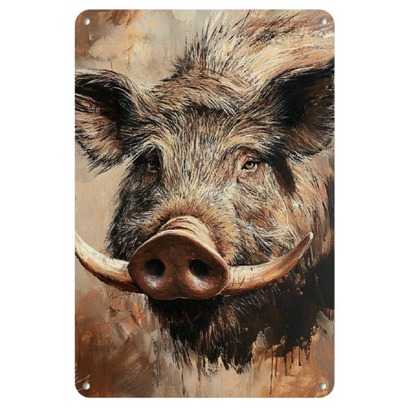 2D 1pc Vintage Warthog Metal Sign, 8x12 Inch Iron Wall Art Decor, 2D Printed Peace Sign Plaque, for Garage, Cafe, Bar, Club, and Living Room