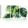 thumbnail image 1 of 2D 3pcs Wrapped Canvas Painting, Tropical Leaves Canvas Wall Painting, Green Plant Decoration, Suitable for Home, Office, Living Room, Bedroom,12*16inch*3pcs, 1 of 6