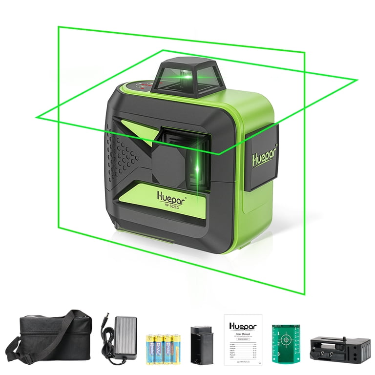 2D 8 Lines Cross Line Laser Level, 200Ft Green Beam 2 x 360° Self