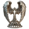 thumbnail image 1 of 2D Acrylic Angel Wings Embracing Cross 8.27 Inch Resin Outdoor Garden Statue, 1 of 4