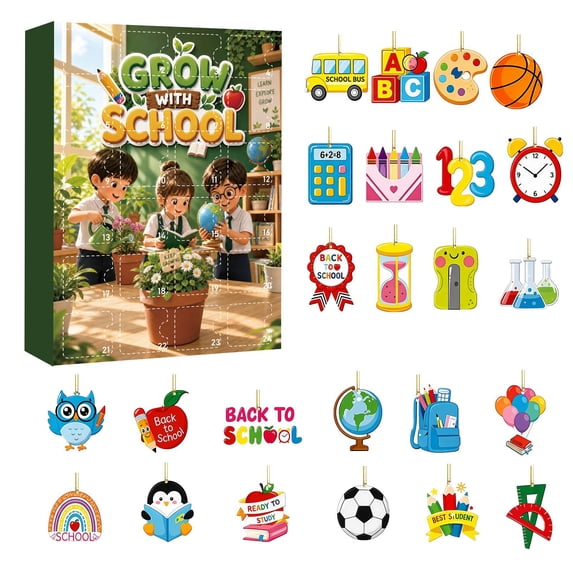2D Acrylic Blind Box with School Themed Charms, End of School Year Gifts for Student Bulk Classroom Rewards, Back to School Gifts for Students Party Favors 24 Pack