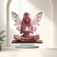 thumbnail image 1 of 2D Acrylic Bohemian Fairy Figurine – 2D Planar, Pink Fairy & Crystal Design – For Bohemian Home & Desk Decor – 20x12.5cm (7.87x4.92in), 1 of 6