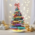 thumbnail image 1 of 2D Acrylic Book Stack Christmas Tree Ornament – Colorful Minimalist Holiday Tabletop & Bookshelf Decor, Literary Gift for Book Lovers, Office & Home Festive Display, 1 of 4