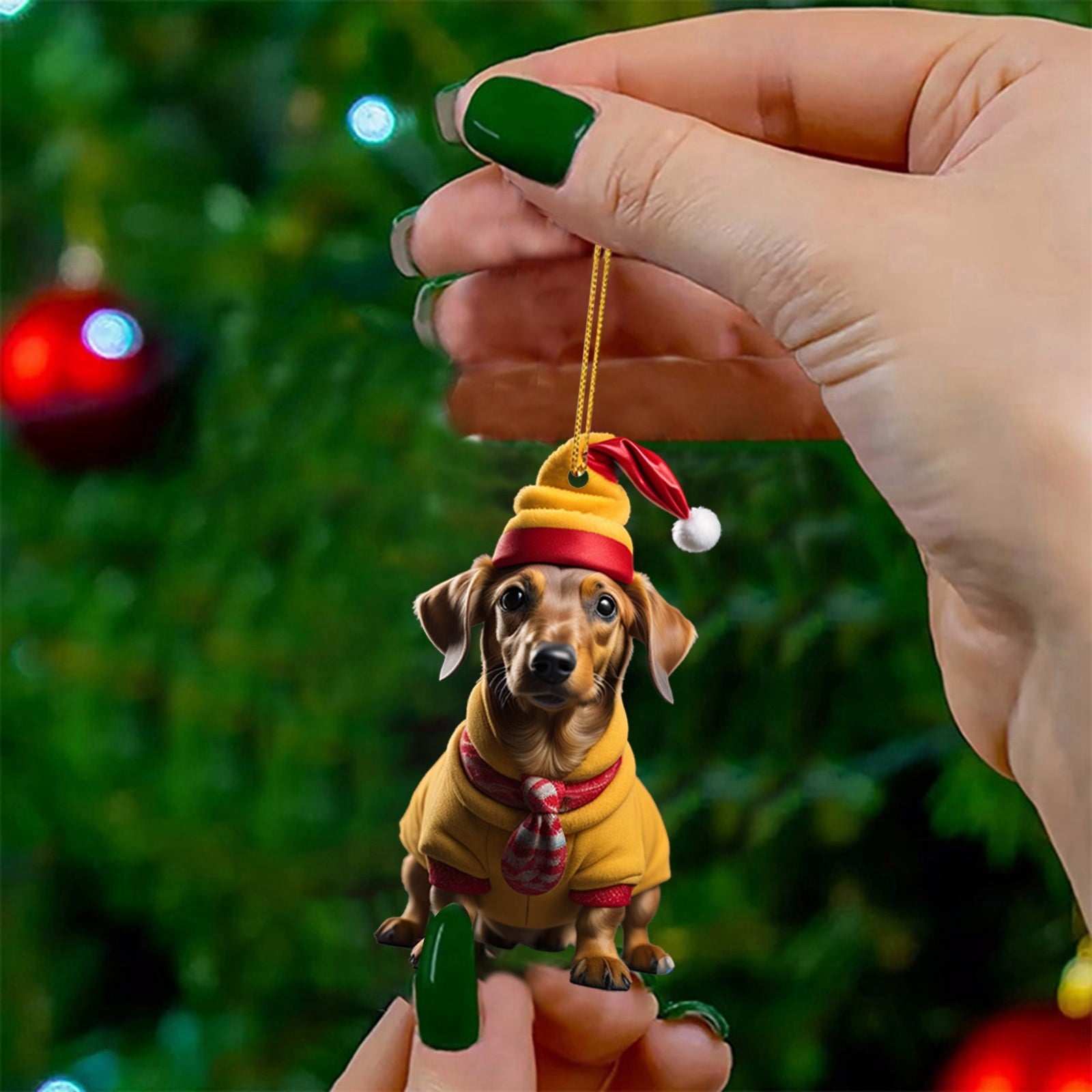2D Acrylic Cartoon Christmas Doggy Christmas Tree Pendant Acrylic