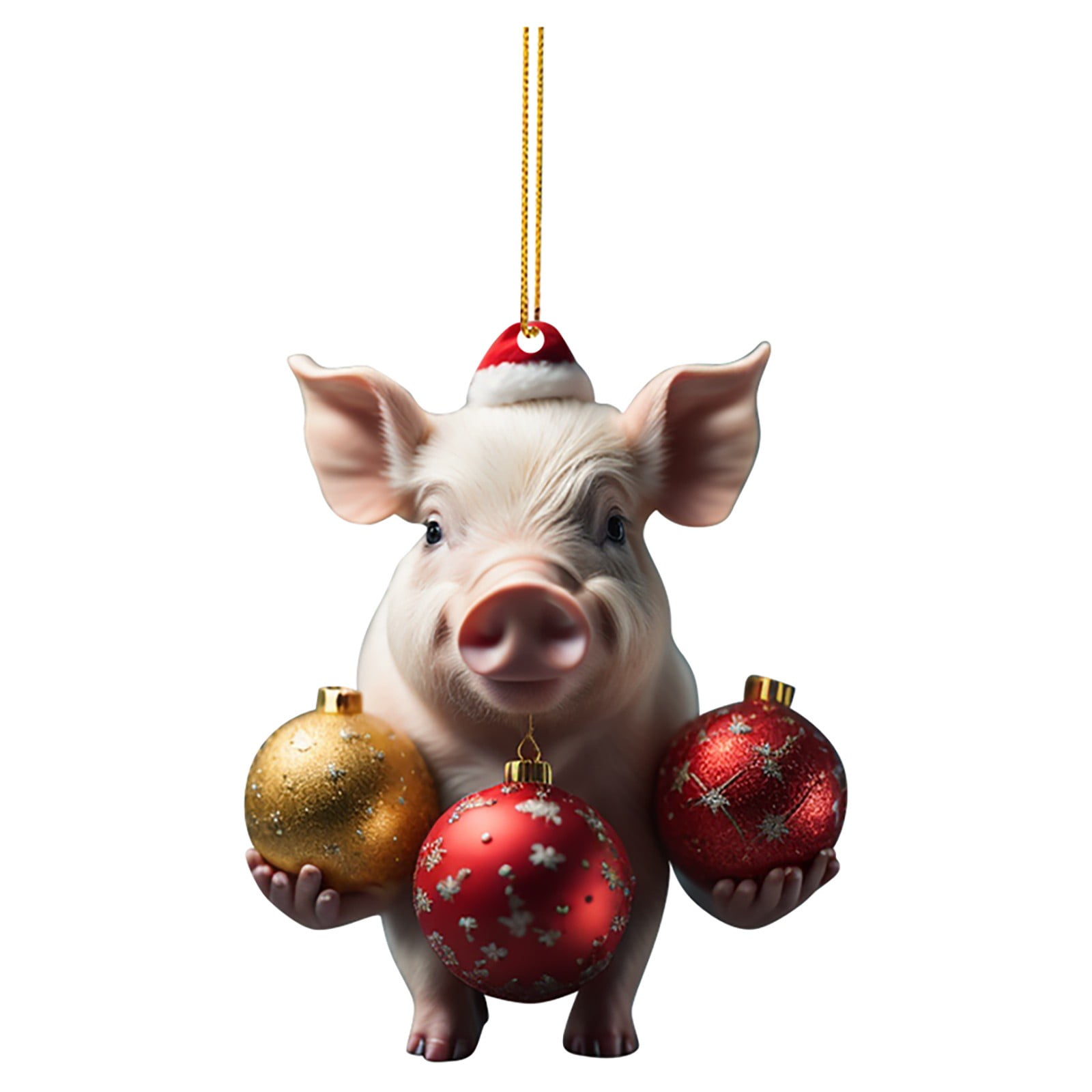 2D Acrylic Cartoon Christmas Ornaments Pig Christmas Tree Ornaments