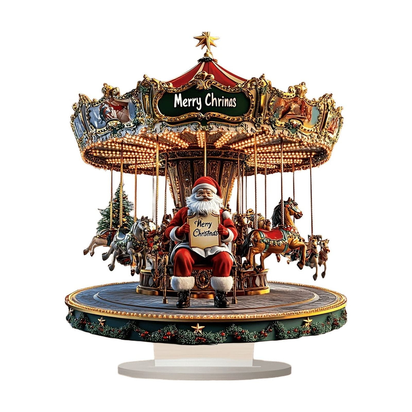 2D Acrylic Christmas Carousel, Collectible Carousel Horse, Festive ...