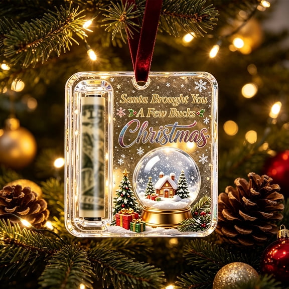 2D Acrylic Christmas Cash Gift Ornament, Christmas Angel Cash Slot and Hanging Ribbon, Holiday Cash Gift, Secret Santa Stocking Stuffer