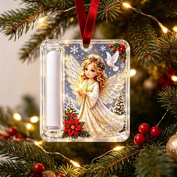 2D Acrylic Christmas Cash Gift Ornament, Christmas Angel Cash Slot and Hanging Ribbon, Holiday Cash Gift, Secret Santa Stocking Stuffer