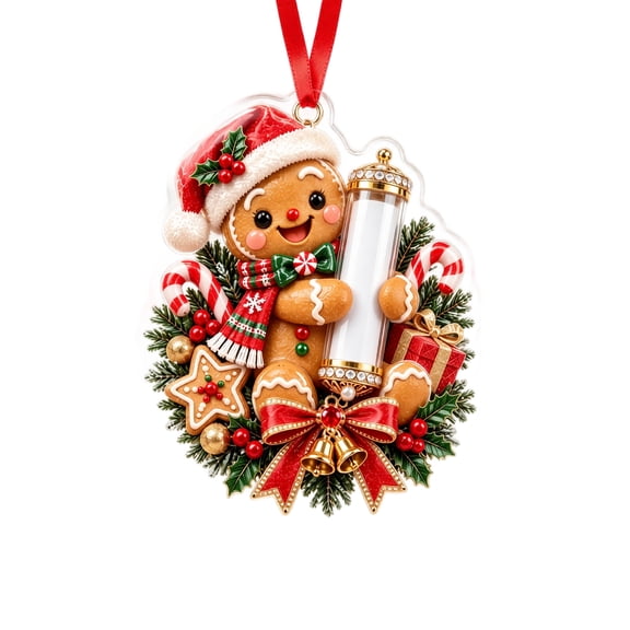 2D Acrylic Christmas Cash Holder Printed Nutcracker Gingerbread Tube Pendant for Christmas Tree Branch and Cash Gift Delivery