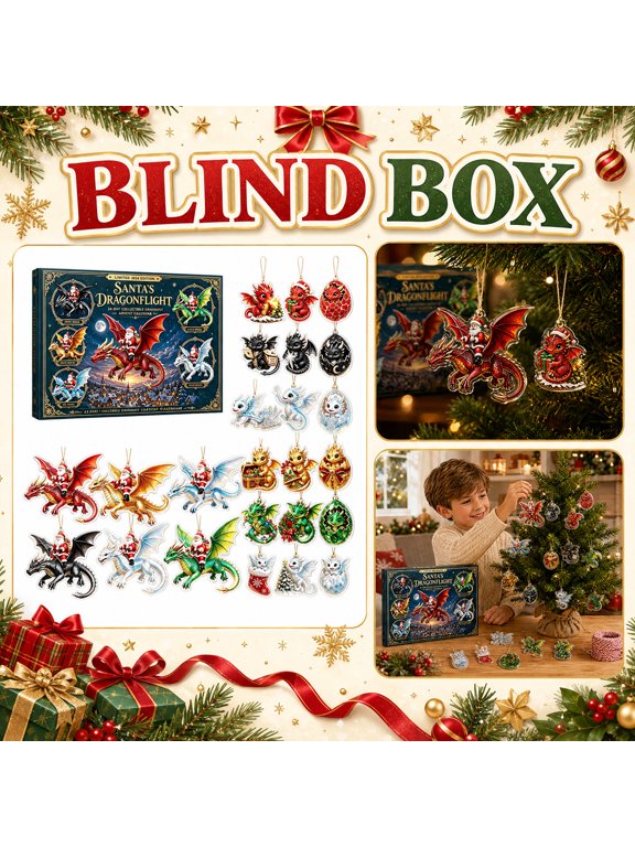 2D Acrylic Christmas Dragon Advent Calendar 2026 with 24 Days Countdown Surprise Blind Box Hanging Ornaments for Holiday Tree Decor Collectible Keychain Charm Set Gift for Fantasy Dragon Lovers _##A