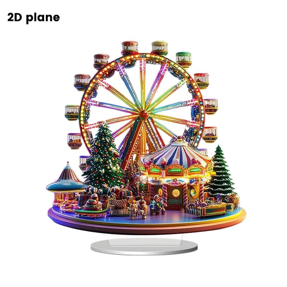2D Acrylic Christmas Ferris Wheel Tabletop Decoration, 7.87 in Optical