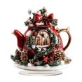 thumbnail image 1 of 2D Acrylic Christmas House Tabletop Ornaments With Base, Christmas Teapot House Decor For Home Table,Fireplace,Kitchen,Porch,Whimsical Holiday Display, Festive Christmas Village Accessory, 1 of 9