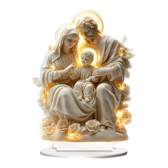 2D Acrylic Christmas Nativity Scene - Religious Tabletop Ornament - Jesus Birth Figurine Christmas Statue Gift Collection for Home, Church, Christian Holiday (1PC 7.9"-B)