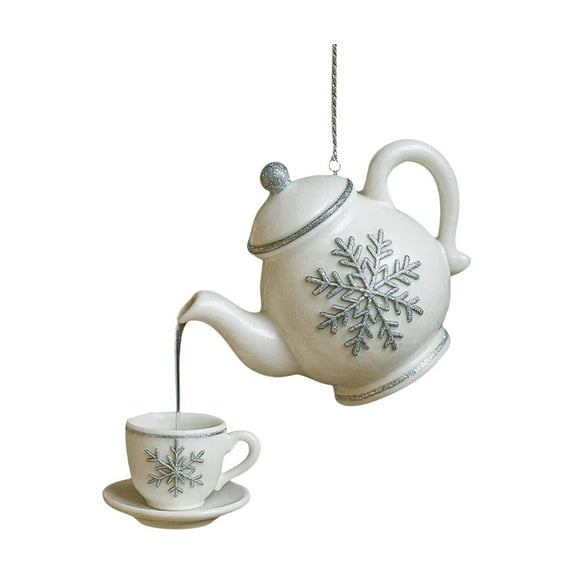 2D Acrylic Christmas Teapot Ornament for Tree Decor, Xmas Decorations, Holiday Kitchen Theme Hanging Decor for Home