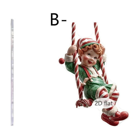 Taicans 2D Acrylic Christmas Tree Ornaments - Snowman,Elf,Cat & Dog on Candy Cane Swings,Lightweight Shatterproof Xmas Gifts for Home & Tree,Festive Party Favors,3.14in