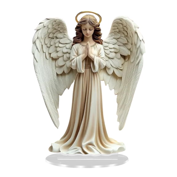 2D Acrylic Cross Angel Figurines Stand, Desk Decorations for Women Office, Bedroom, Living Room