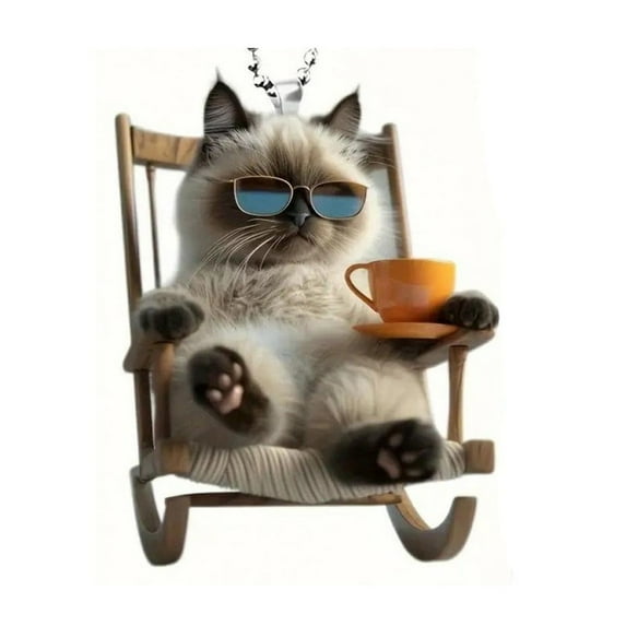 2D Acrylic Cute Siamese Cat Car Hanging Ornament, Cat Car Rear View Mirror Decor Hanging Accessories, Acrylic Christmas Tree Decorations Siamese cat Themed Gifts