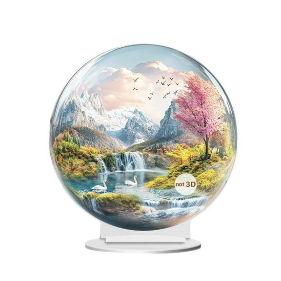 2D Acrylic Desktop Ornament With Crystal Painting Landscape Art Decorative Display For Office Home Desk Tabletop Decoration Free Size Acrylic
