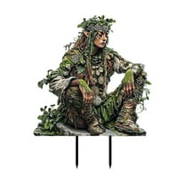 2D Acrylic Elf Stakes for Fairy Garden Decor, 11.7" Flat Tree Man Elf Statue Ornaments for Flower Pots, Lawn, Yard & Ground Insert, Bohemian Home Garden Accessories
