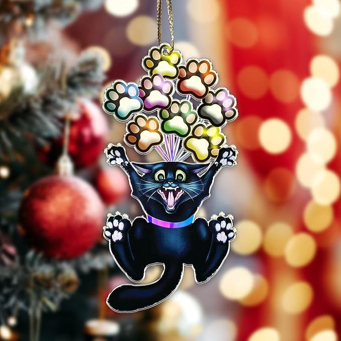 2D Acrylic Flat Christmas Ornament Black Cat Christmas Ornaments