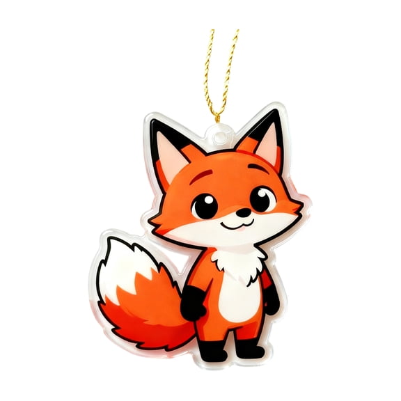 2D Acrylic Fox Ornaments, Hanging Decoration For Bags Keys And Holiday, Lightweight Durable Acrylic Pendants With Chain
