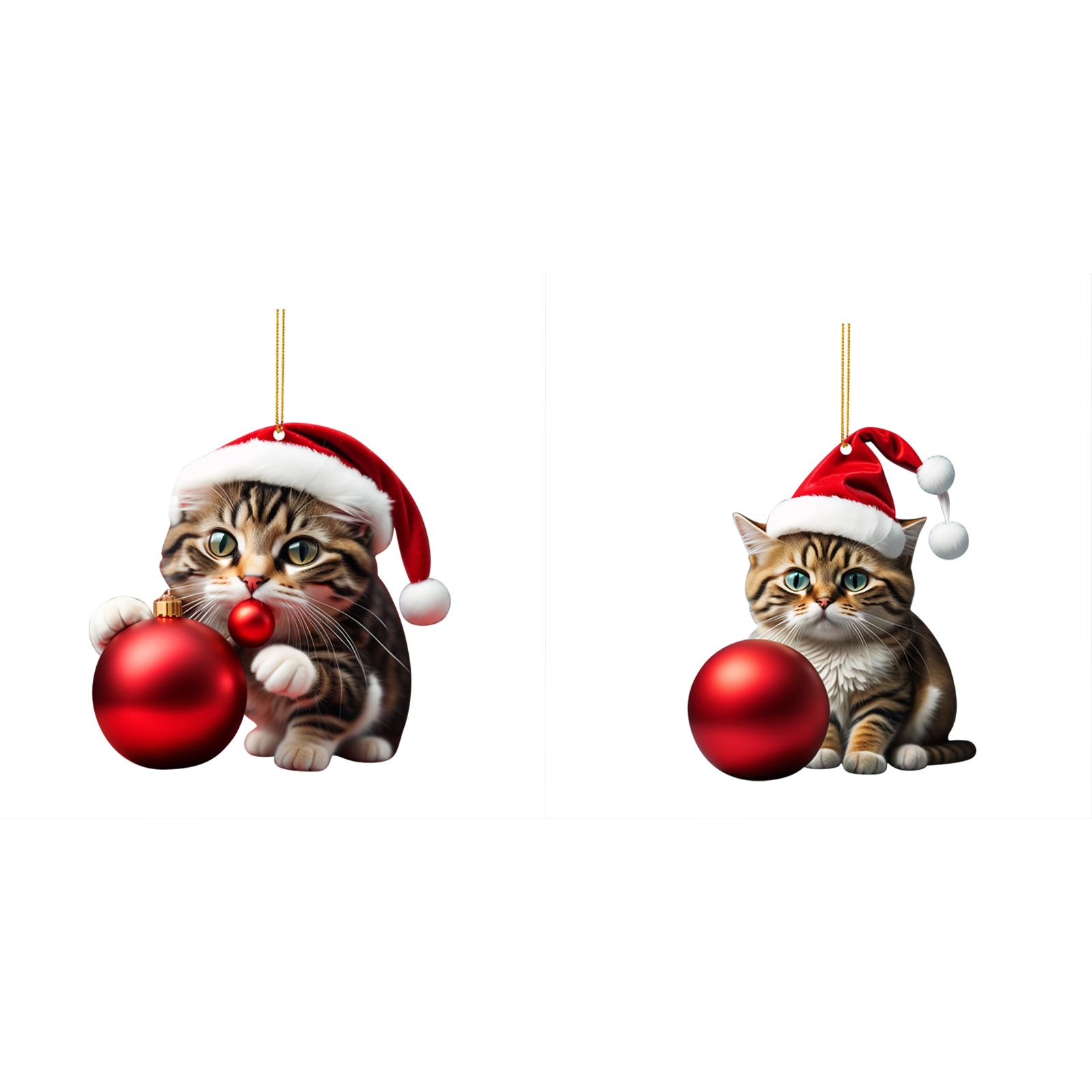 2D Acrylic Funny Cat Christmas Tree Ornament Cat Acrylic Ornament