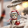 2D Acrylic Funny Cat Christmas Tree Ornament Cat Acrylic Ornament