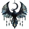 thumbnail image 1 of 2D Acrylic Gothic Moon Hanging Decor Mystical Crow With Moon & Beads Indoor Outdoor Window Wall Art For Gothic & Bird Enthusiasts, Art Garden Decor Unique Gift for Mom Grandma Women, 1 of 8