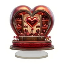2D Acrylic Hearts Holiday Themed Home Decor, Red Love Heart Table Decoration for Wedding Valentines Party Supplies Festive Gifts