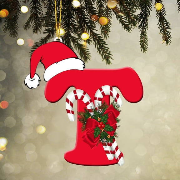 2D Acrylic Letter Ornaments Christmas Tree Decoration, Cebalnir Personalized Christmas Letter Christmas Tree Hanging Pendant, Xmas Alphabet Letters for Christmas Tree DIY Craft Christmas Ornaments