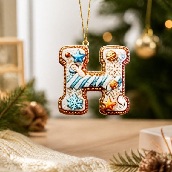 2D Acrylic Letter Ornaments for Christmas,Personalized Hanging Tree Decor for Festive Home Party,(H)