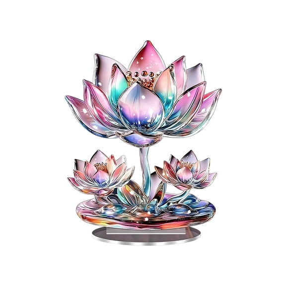 2D Acrylic Lotus Decoration - Clear Transparent Acrylic Lotus Motif Shaped Wall Hanging & Tabletop Decor For Home Office Bedroom Living Room Party Events - For Interior Designers