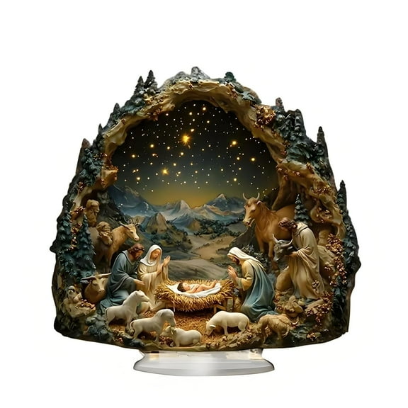 2D Acrylic Nativity Scene Decoration Set for Home Office Desk Nativity Display