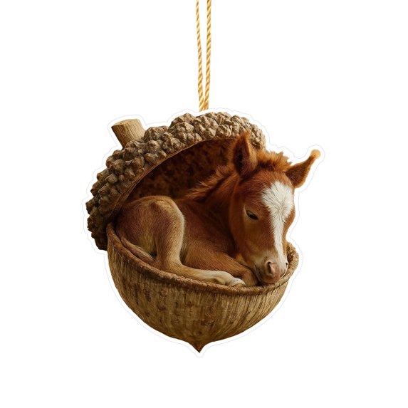 2D Acrylic Nut Animal Series Decorative Pendant, 10Cm Small-Scale 2D Cute Animal Figurine Inside Nut-Shaped Design, Car Rearview Mirror Ornament For Vehicle Interior Decoration