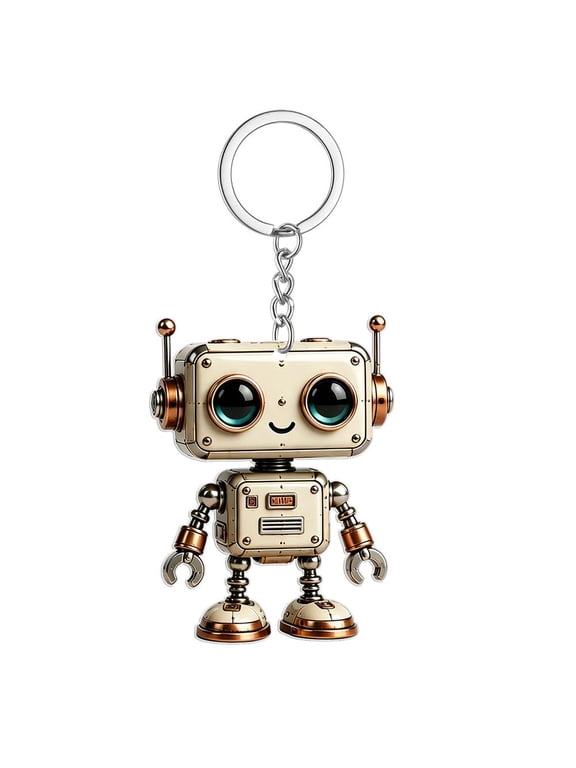 2D Acrylic Robot Keychain, Big Eye Retro Robot Pendant Bag Charm, Tech Gadget Geometric Keychain for Fans, Unique Birthday Gift for Friends, Kids, Boyfriend
