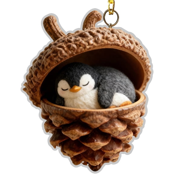 2D Acrylic Sleeping Panda Keychain Cute Cartoon Animal Bag Charm, Hanging Ornament With 3D Pinecone Container Design, Gift For Kids Teens Animal Lovers