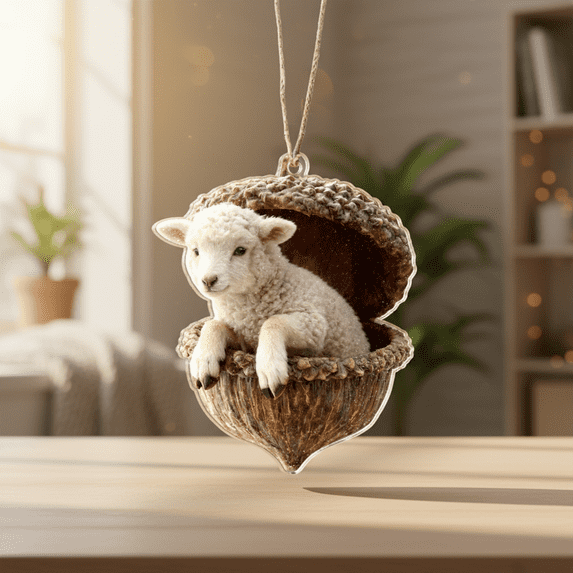 2D Acrylic Sleeping Sheep Keychain, Cute Cartoon Animal Bag Charm, Versatile Car Hanging Ornament & Unique Purse Decoration Pendant Gift