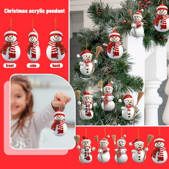 2D Acrylic Snowman Christmas Hanging Ornament for Tree Decorations, Christmas Decor, Xmas Decorations, Holiday Home Decor