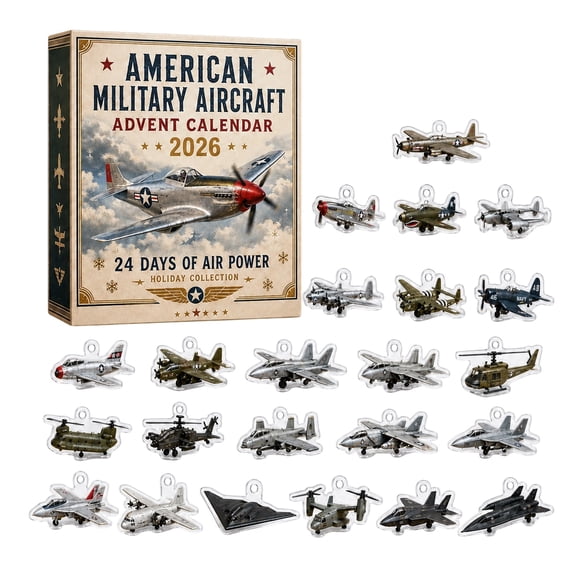 2D Aircraft Advent Calendar, Jet Plane Countdown Gift Box with 24 Unique Miniature Models, Collectible Blind Box Toys for Aviation Enthusiasts & Kids, Holiday Season Surprise
