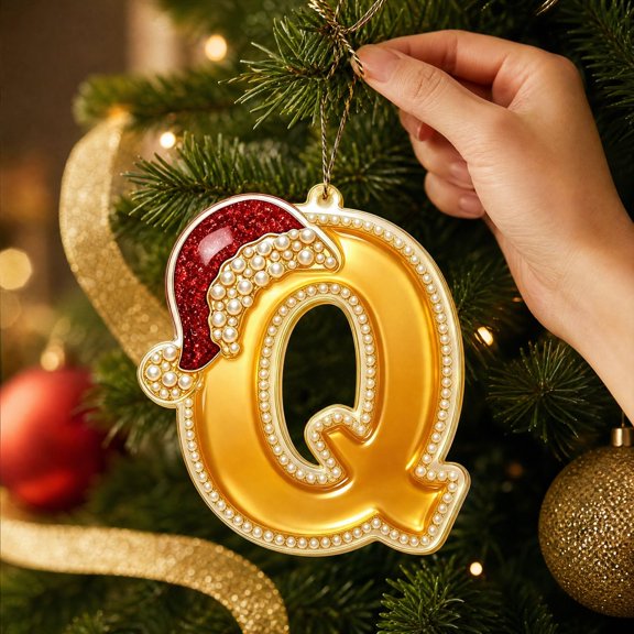 2D Alphabet Letter Hanging Ornament, Acrylic Initial Pendant for Christmas Tree Wall Decor, Personalized A-Z Letter Accent for Home Garden Patio, Seasonal Display