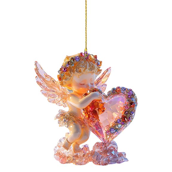 2D Angel Valentine's Ornaments - Acrylic Pendant, Lightweight Tree Charm for Christmas Tree, Backpack Keychain, Rearview Mirror, Memorial Gift for Loved,B
