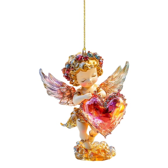 2D Angel Valentine's Ornaments - Acrylic Pendant, Lightweight Tree Charm for Christmas Tree, Backpack Keychain, Rearview Mirror, Memorial Gift for Loved,C